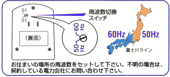 消し忘れ防止 1回だけタイマーAT120の電源周波数の切換
