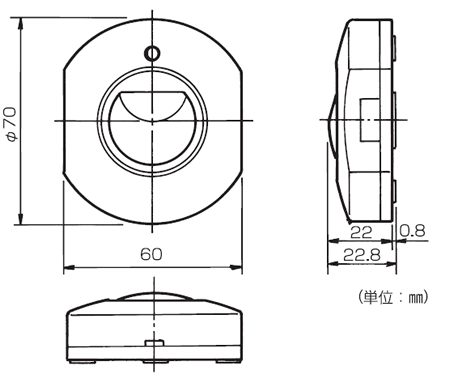 スーパーワイヤレス 卓上用送信器 SHS-680の外形寸法図