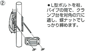 縦向きのポールに固定します