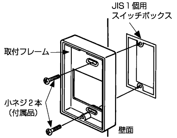 取付フレームをIS1 個用スイッチボックスに設置