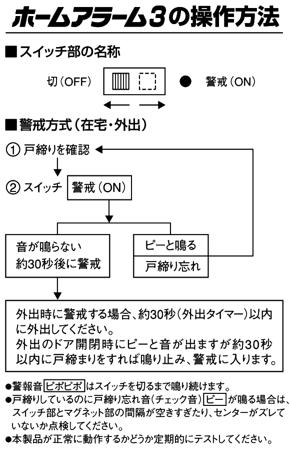 ホームアラーム3 の操作方法