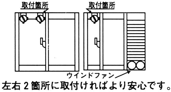左右2ヶ所に取り付ければより安心です