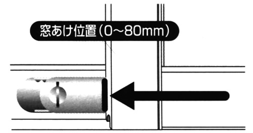 窓開け位置　0-80mm