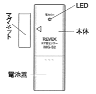 ドア・窓センサー送信機Revex iMG-S2の各部の名称