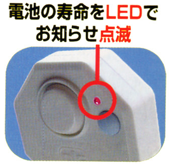 電池寿命をLEDの点滅でお知らせ