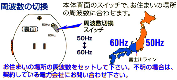 オートマチックタイマーAT120の電源周波数の切換