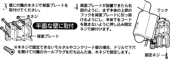 壁に直接固定して取付る方法2