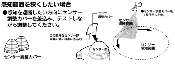 検知エリアを狭くしたい場合