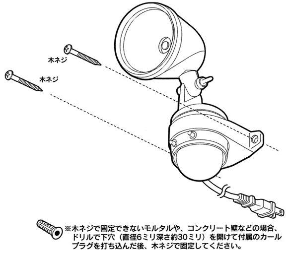 LEDセンサーライトの設置方法