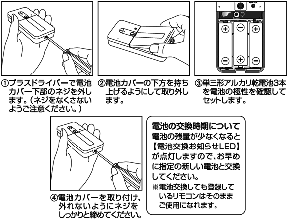 本体の電池の入れ方