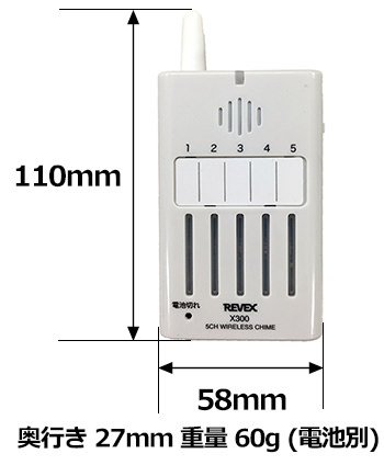 携帯型受信チャイムX300 外形寸法図